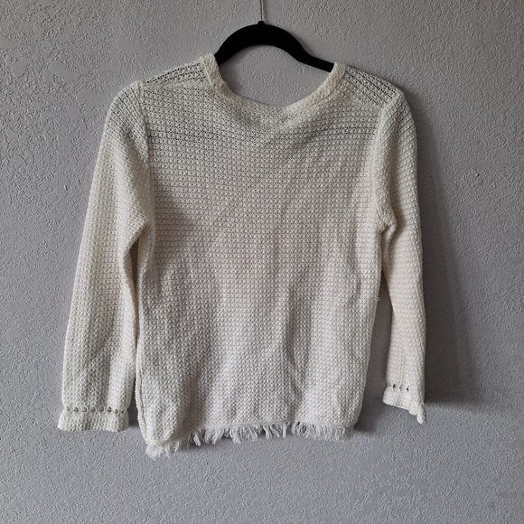 J. Crew Fringe Crochet White Sweater - Picture 7 of 7